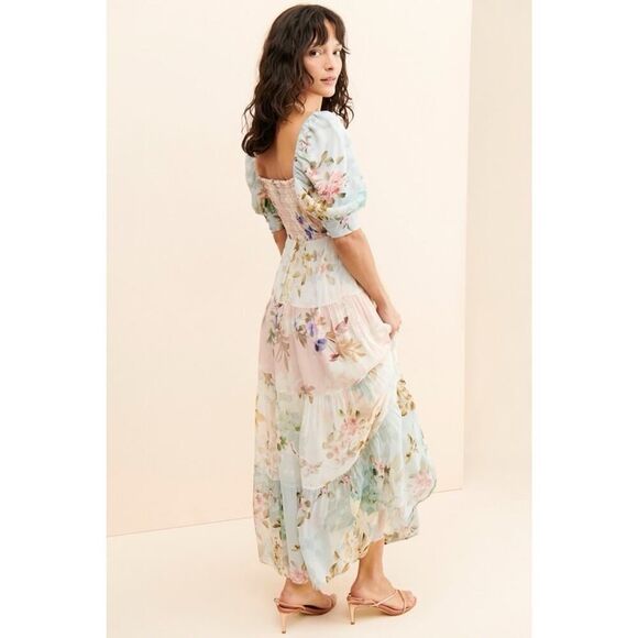 Yumi Kim Zofia Maxi Dress XS Pastel Floral Harmony Print Puff Sleeve Look - Picture 3 of 16